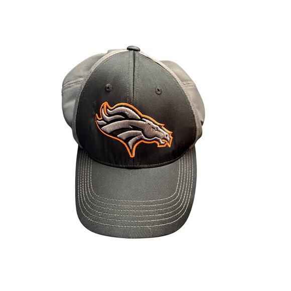 NFL Denver Broncos Black Baseball Hat Cap Team Logo Adjustable Gray Logo Orange - Picture 1 of 5
